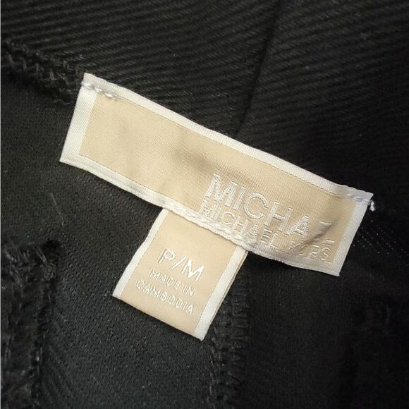 🆕️ Michael Kors Pull On Petite Slit Ankle Cropped High Waist Dress Pants Black - Picture 9 of 11